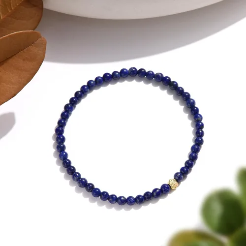 Vista 3 de Pulsera de lapislázuli hecha a mano, pulseras de piedras preciosas de cristal de chakra de la amistad, pulsera de protección con cuentas