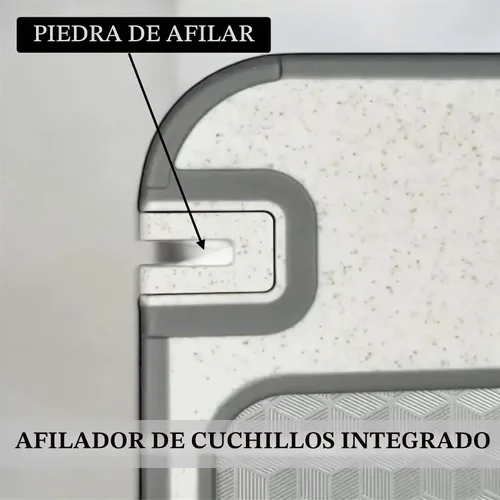 Vista 6 de Tabla de cortar de acero inoxidable con afilador de cuchillos