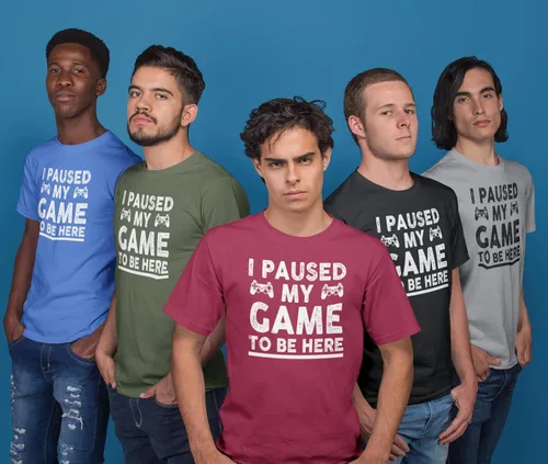 Vista 3 de I Paused My Game to Be Here, Funny T Shirt for Men, Video Gamer Joke Humor Gifts for Teenage Boys T-Shirt