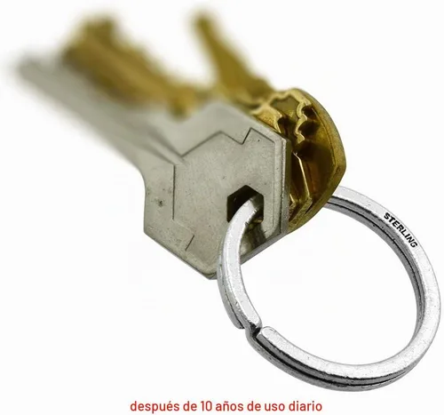 Vista 4 de Llavero de plata de ley con anillo dividido de 1.299 in (1 1/4 pulgadas), plateado