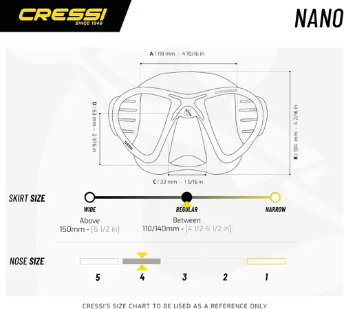 Vista 5 de Cressi Low Volume Adult Mask for Scuba, Freediving, Spearfishing - Nano Made in Italy