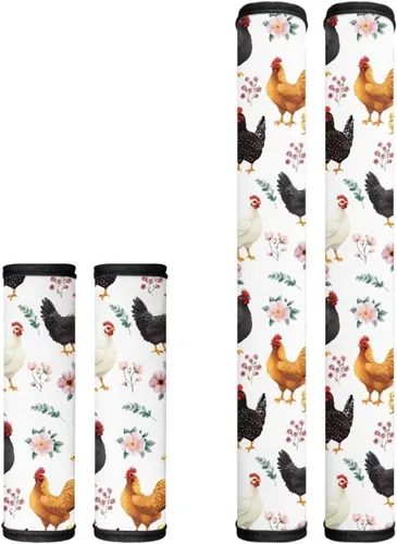 Vista 33 de Juego de 4 fundas protectoras de repuesto para manija de puerta de refrigerador con temática de té de la tarde para microondas, horno, refrigerador