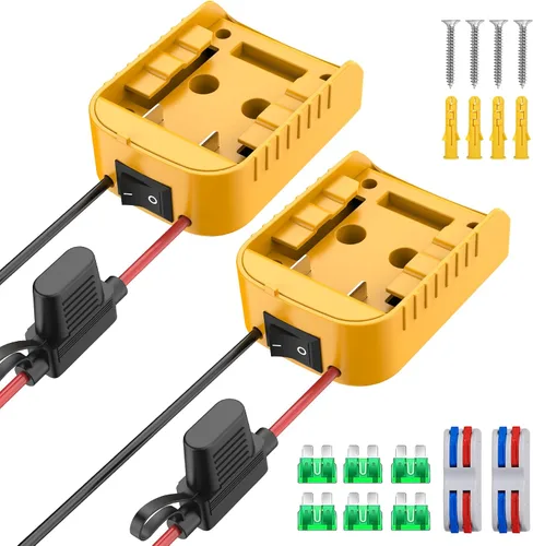 Vista 8 de Power Wheel Adapter Compatible with Dewalt 20V Battery Converter Kit Amarillo paquete de 1