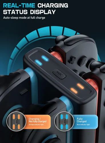 Vista 3 de SUPCASE Base de carga para Nintendo Switch 2 Joy Con, soporta carga de doble cara 9 modos de luz controlador magnético estación de soporte de carga