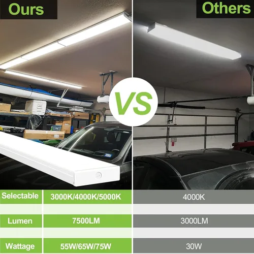 Vista 5 de Paquete de 4 unidades de luz envolvente LED de 4 pies con 3 selecciones de potencia/lumenes/CCT, 55W/65W/75W, 5500lm/6500lm/7500lm, 3000K4000K5000K