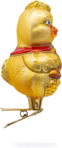 Vista 6 de BestPysanky Adorno navideño de cristal con clip de pollito para bebé