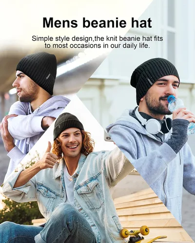 Vista 6 de Gorro de punto para hombre y mujer, cálido para invierno, gorro de esquí suave y cálido, unisex