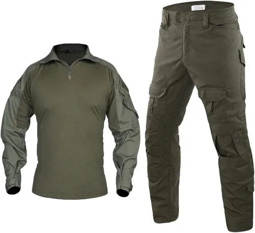Vista 13 de HARGLESMAN Men's Tactical Military Suits Long Sleeve Uniforms Combat Shirt and Pants with Knee Pads ACU