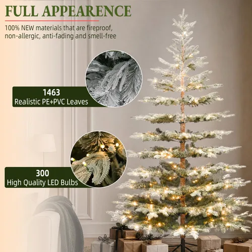 Vista 3 de Árbol de Navidad escaso flocado flocado de 7.5 pies Flocado disperso