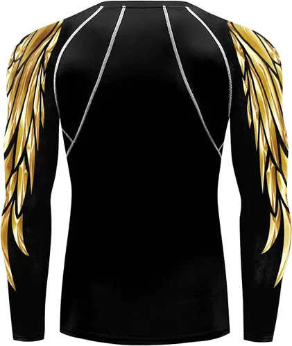 Vista 3 de color cosplayer Camiseta de compresión de manga larga para hombre, protección solar UPF 50+