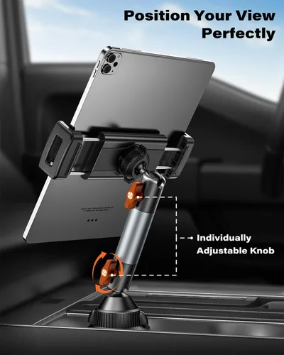 Vista 2 de A2C Soporte de iPad resistente para portavasos de automóvil, brazo de aleación de aluminio estable y ajustable de 5.5 pulgadas, soporte de tableta