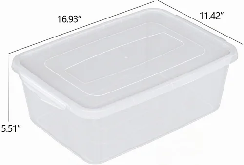 Vista 2 de Teyyvn Caja de almacenamiento de plástico transparente de 14 L, 2 contenedores de plástico con pestillo de almacenamiento