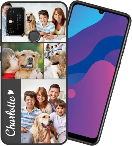 Vista 2 de Styletify Funda de teléfono personalizada para Huawei Honor 9A, collages de múltiples imágenes, funda de texto con foto, funda protectora a prueba