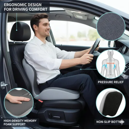 Vista 3 de Cojín de asiento de espuma viscoelástica en forma de L para automóvil, cojín de asiento ergonómico para aliviar el dolor, parte inferior