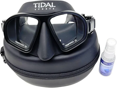 Vista 2 de Máscara Tidal Freedive - Aluma Pro con tecnología avanzada antivaho. Máscara de volumen ultra bajo para apnea, esnórquel y buceo. Lente de vidrio