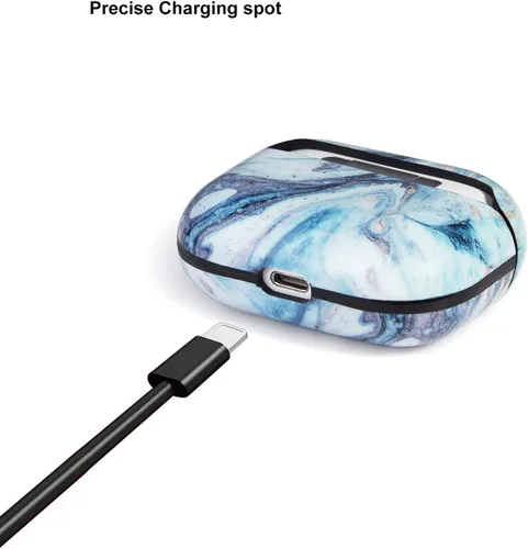 Vista 4 de Funda protectora de lujo para AirPods PRO, kit de accesorios para niñas para AirPods PRO, color mármol azul
