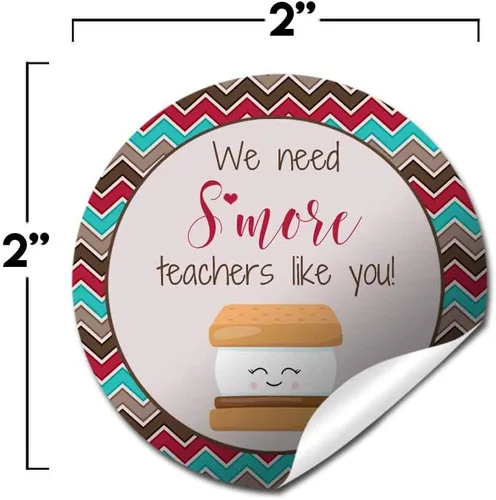 Vista 2 de S'More Teachers Like You Teacher Appreciation Thank You, 40 calcomanías circulares de fiesta de 2 pulgadas por AmandaCreation, ideales para sellos
