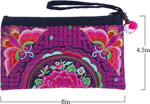 Vista 21 de Sabai Jai - Bolso de pulsera para teléfono inteligente - Carteras de embrague bordadas a mano Boho