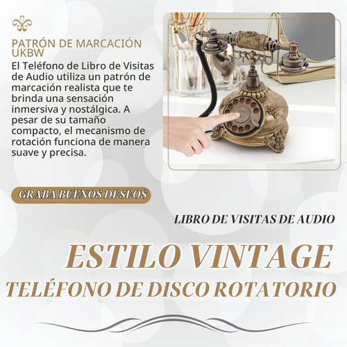 Vista 2 de Teléfono de audio para libro de visitas, capacidad de 32 G, libro de visitas, teléfono de boda, grabación de audio retro, mensaje de voz