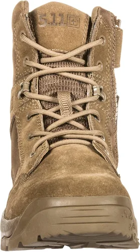 Vista 2 de 5.11 Botas tácticas de 6 pulgadas para hombre, ATAC 2.0 con cremallera lateral, botas de trabajo de senderismo marrones, coyote oscuro
