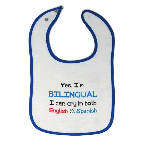 Vista 7 de Baberos para niños pequeños y bebés, divertidos Yes I'm Bilingual Can Cry in English & Spanish Baby Cotton Baby Items for Baby Girl & Boy White
