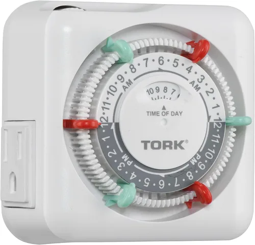 Vista 2 de NSi Industries TORK RTN312 temporizador mecánico de enchufe para interiores, resistente, de 15 A, con programación de 24 horas – con interruptores