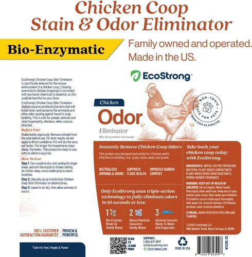 Vista 8 de Eco Strong Coop Refresher - Eliminador de olores de gallinero para pollos (32 onzas)