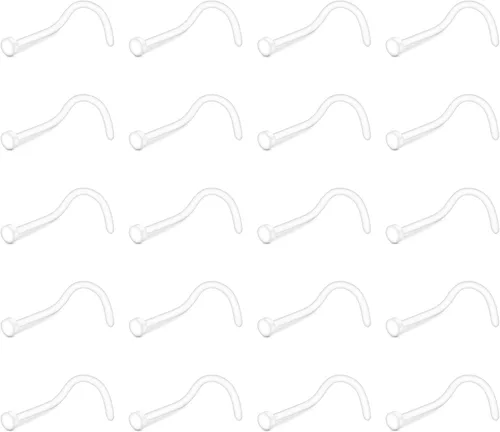 Vista 4 de D.Bella 18g - Aretes transparentes para nariz de plástico para trabajo y cirugía, retenedor nasal flexible, anillos de nariz Bioflex, pernos