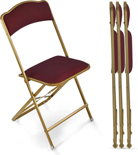 Vista 13 de Paquete de 4 sillas plegables de alta calidad, asiento estrecho de 15 pulgadas, asiento y respaldo acolchado, se pliega ultra delgado (~1 pulgada)