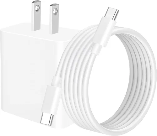 Vista 10 de Cargador para iPhone 17 y 16, carga rápida, tipo C, 20 W, USB C, bloque para iPad, con cable USB-C tejido de 6 pies, sincronización de datos de 60 W