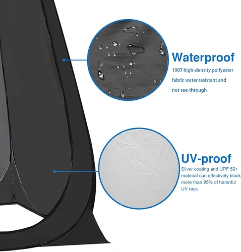 Vista 5 de Carpa portátil emergente de privacidad, carpa para baño al aire libre, inodoro, regadera, campamento, espaciosa, para senderismo, playa, pícnic