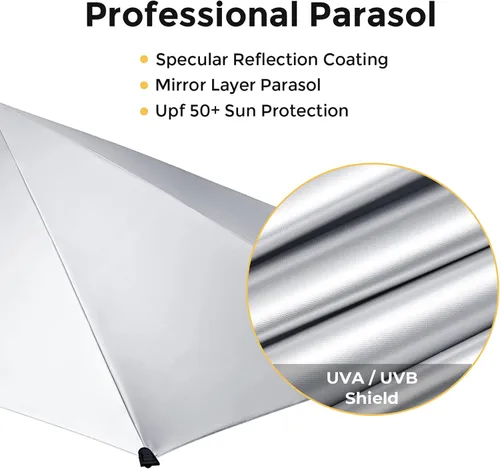 Vista 9 de G4Free Sombrilla de playa ajustable UPF 50+ XL con abrazadera universal para silla, cochecito, silla de ruedas, carrito de golf, grada, patio