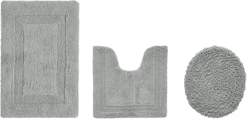 Vista 194 de Better Trends - Juego de 2 alfombras de baño 100% algodón, extra suaves, con borlas, de 17" x 24", alfombra de baño superabsorbente y reversible