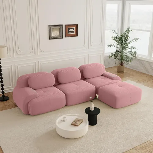 Vista 18 de Sofás modulares sin hueso de 152.8 pulgadas para sala de estar, sofá modular con diván en forma de L, cómodo asiento profundo tapizado de tela