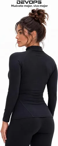 Vista 3 de DEVOPS Paquete de 3 camisetas de compresión de manga larga con cuello alto (3 unidades) Negro/Negro/Negro