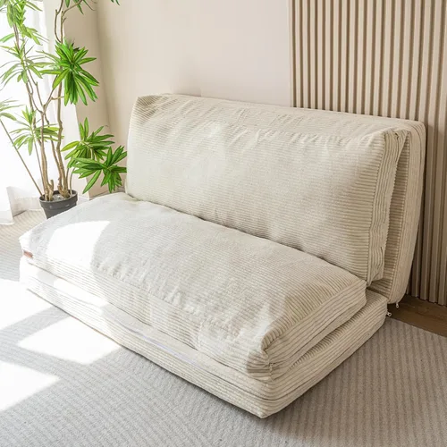 Vista 20 de MAXYOYO Sofá cama plegable, sofá de suelo, silla convertible con funda lavable, sofá de suelo, sillón, puf, cama para sala de estar, beige, 39 x 91