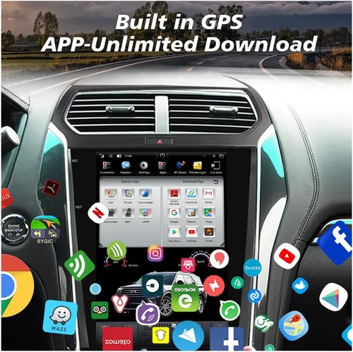 Vista 3 de CUSP Radio para Ford Explorer 2011-2019, estéreo de coche Android de 12.1 pulgadas con pantalla táctil IPS vertical, 2 GB de RAM, 32 GB