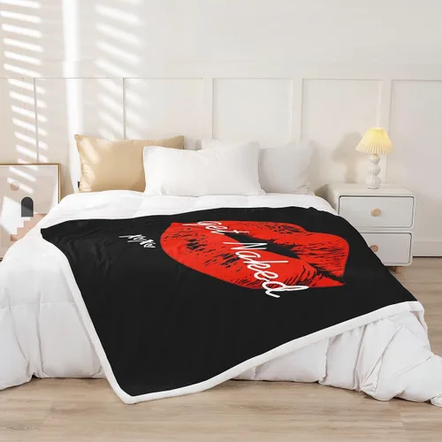 Vista 2 de Manta de sherpa sexy de labios rojos, manta de felpa para parejas, enamorados, hombres y mujeres, con citas divertidas, manta de forro polar