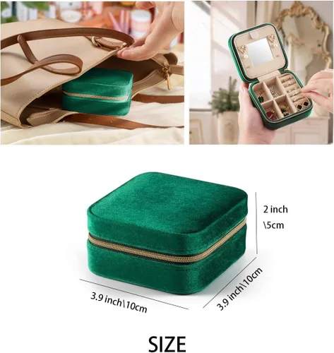 Vista 3 de Joyeros para mujer, joyero de viaje, organizador de viaje de joyería, pequeño joyero para mujer, estuche de viaje de joyería, organizador de aretes