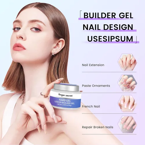 Vista 2 de Gel constructor de gel duro para uñas de larga duración fuerte mano desnuda 3D escultura para extensión de uñas 4oz