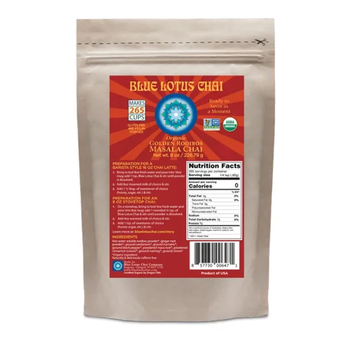 Vista 11 de Blue Lotus Chai - Golden Masala Flavor Chai - Hace 17 tazas - 0.5 onzas Masala Spiced Chai Powder con especias orgánicas - Té indio instantáneo sin