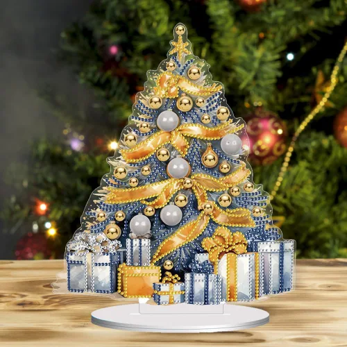 Vista 5 de Kits de Pintura de Diamante de Árbol de Navidad de Orgone Adornos de Escritorio para Adultos - Pintura de Arte de Diamante con Pintura Acrílica por