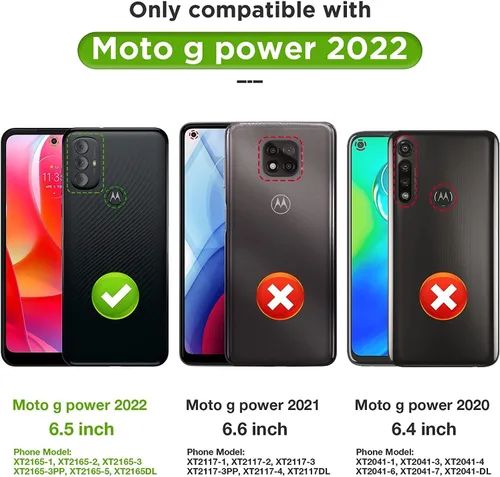 Vista 2 de Funda para Moto G Play 2023, Moto G Power 2022 con protector de pantalla de vidrio templado (cobertura completa) a prueba de golpes [grado militar]