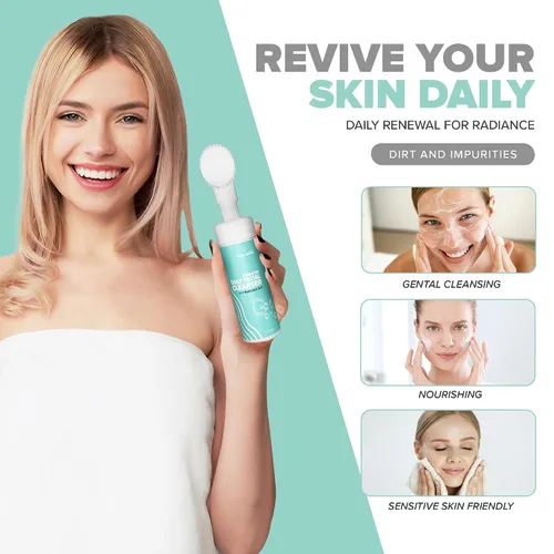 Vista 5 de Pure Aroma Limpiador facial diario hidratante Lavado facial espumoso y removedor de maquillaje con ácido hialurónico, glicerina Para todo tipo