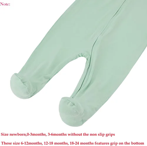 Vista 5 de Aablexema Pijama con cremallera para bebé, rayón de bambú, 3 piezas, unisex, con manopla, manga larga, pies