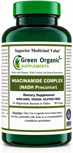 Vista 6 de Green Organic Supplements Niacinamida, niacina, NAD, NADH, alta absorción, sin OMG, sin gluten (paquete de 4)