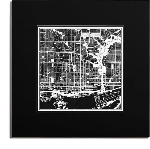 Vista 144 de O3 Design Studio San Diego, CA Paper Cut Map Matted Grey 20x20 in Paper Art