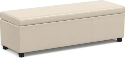 Vista 17 de SIMPLIHOME Avalon - Banco contemporáneo tipo otomana rectangular con almacenamiento extragrande de 54 pulgadas de ancho, de pelo sintético de Gris