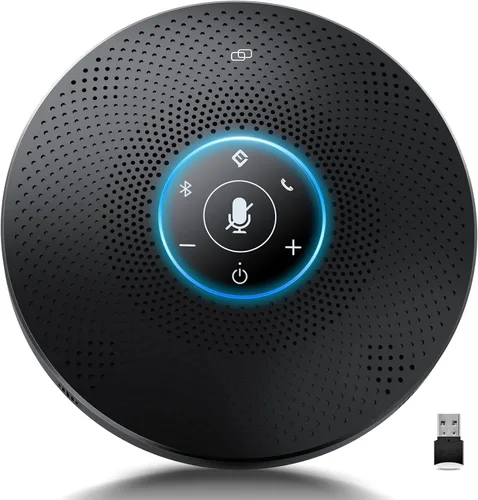 Vista 12 de EMEET Altavoz Bluetooth M2 Negro Altavoz de conferencia para 5-8 personas Conferencia de negocios 360º Recogida de voz 4 AI Micrófono autoadaptable