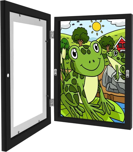Vista 17 de Paquete de 4 marcos de arte para niños de 8.5x11 pulgadas, marcos reversibles cambiables para exhibición de fotos, almacenamiento para proyectos
